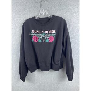 Guns N Roses Cropped Sweatshirt Women's S‎ Black Long Sleeve Pullover Rock Music